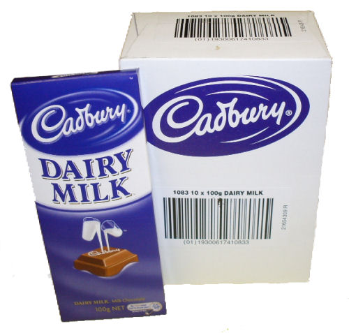 Box: Cadbury Dairy Milk Blocks 10x100g