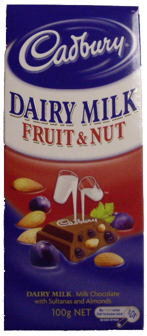 Cadbury Fruit n Nut Chocolate 100g (BB:AUG10)